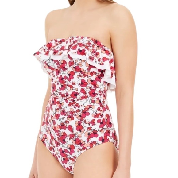 Tommy Hilfiger BELAIR FLORAL MAGENTA MULTI Ruffled One-Piece Swimsuit